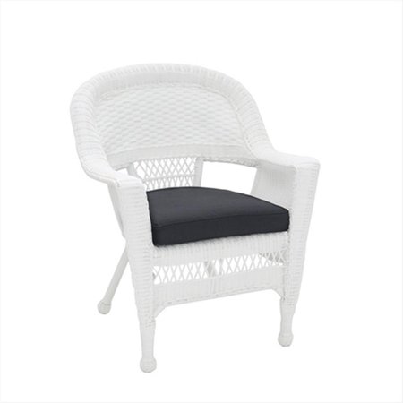 PROPATION White Wicker Chair With Black Cushion PR2435640